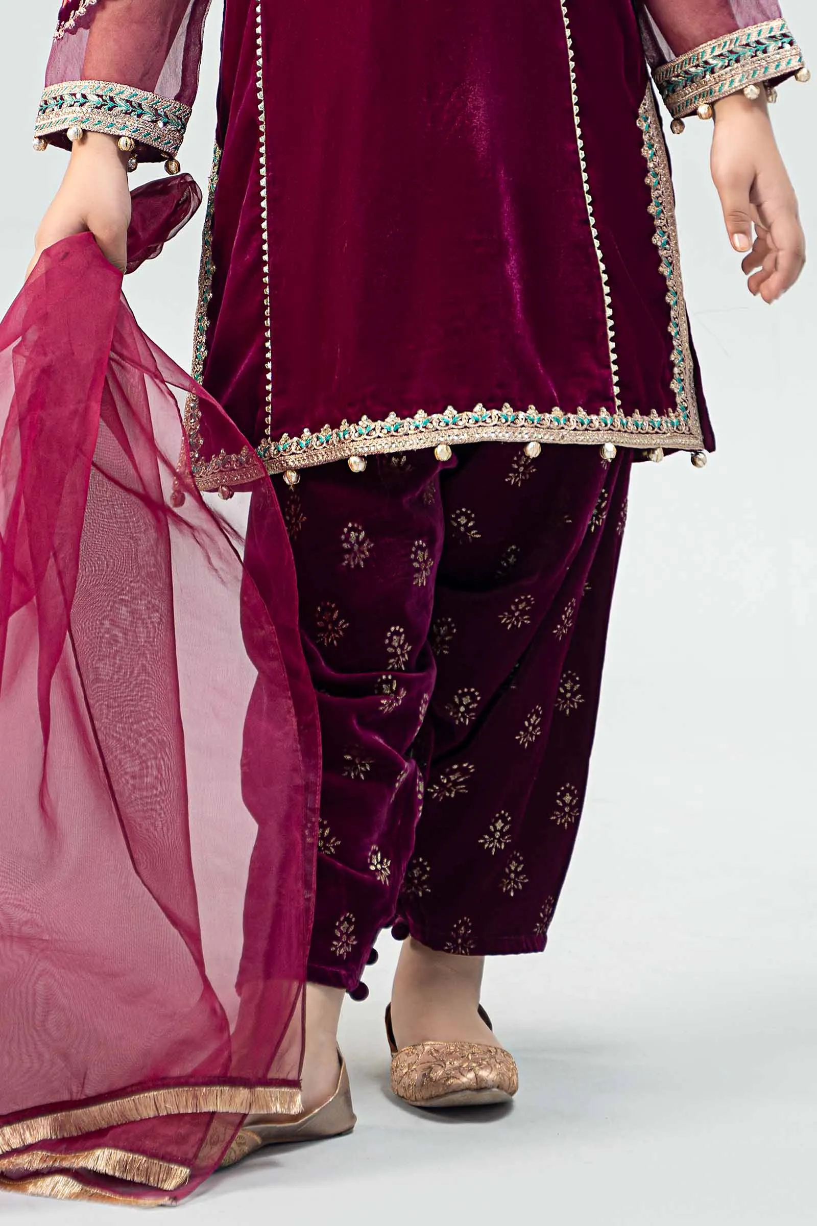 3 Piece Embroidered Velvet Suit | MKS-W24-32