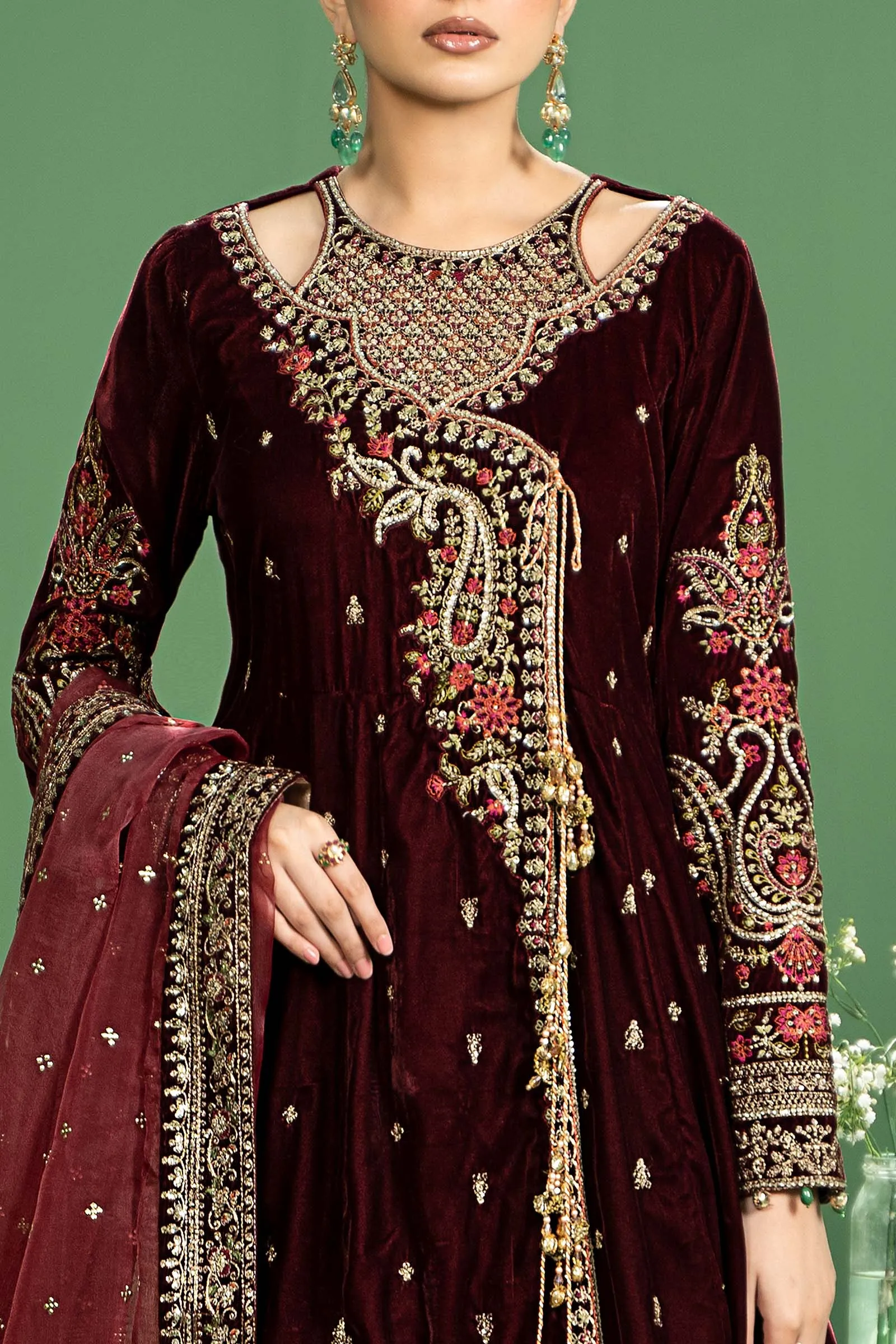 3 Piece Embroidered Velvet Suit | SF-W24-02