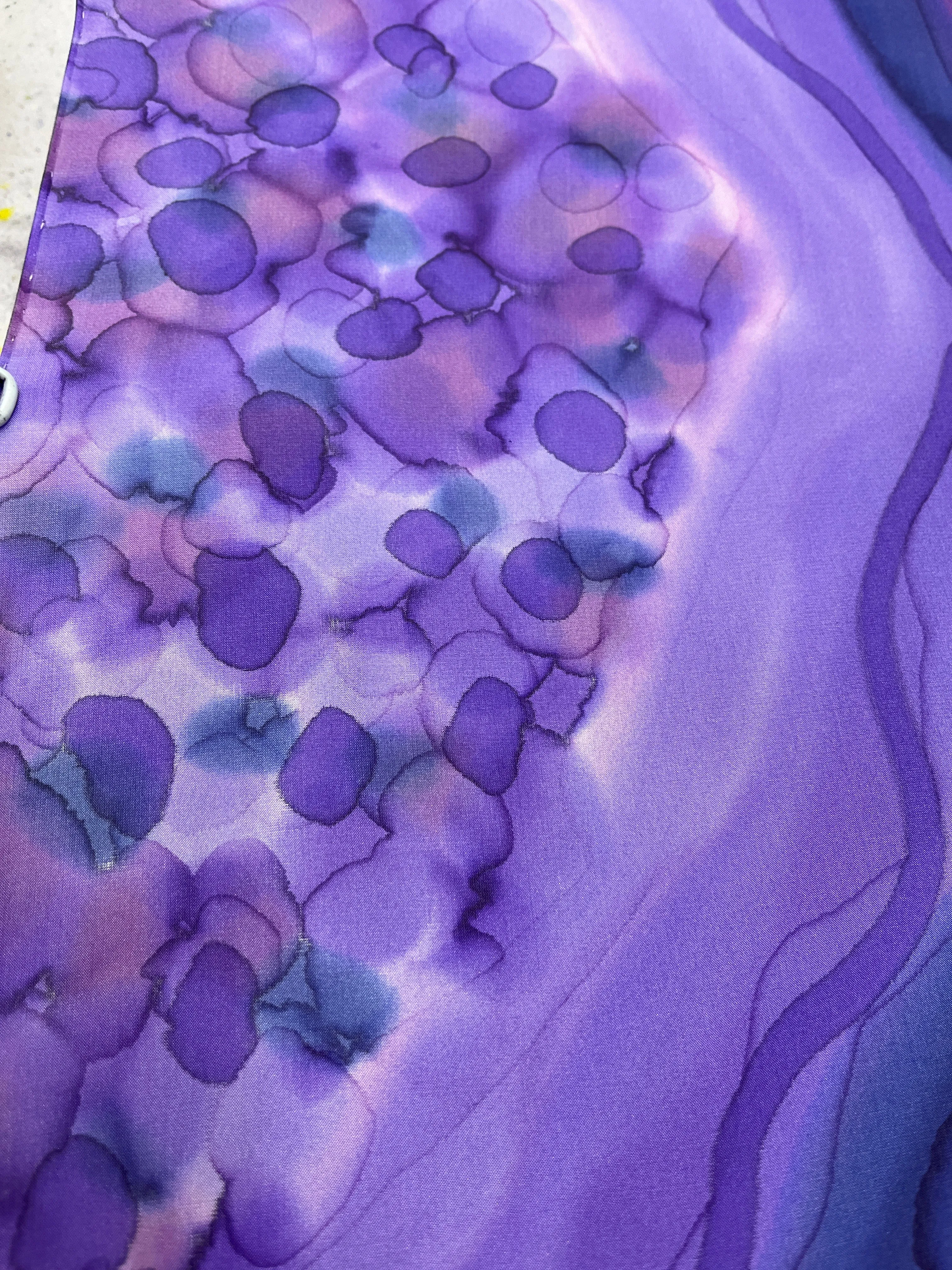 “Amethyst Geode" - Hand-dyed Silk Scarf - $130