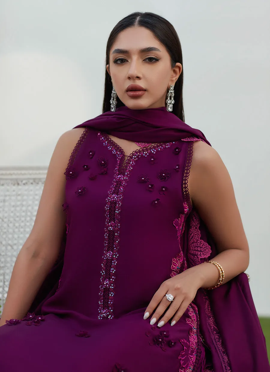 Amiah Aubergine Silk Embroidered Shirt and Dupatta