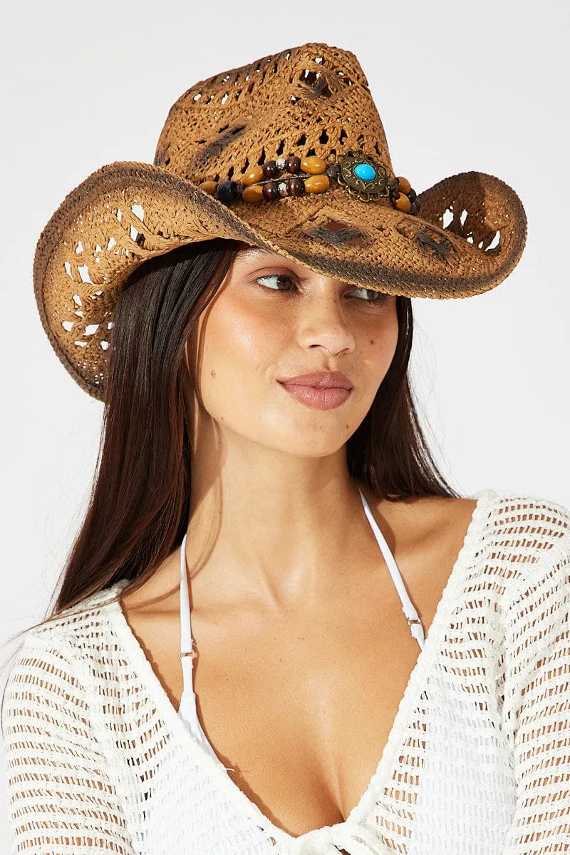 Beige Straw Cowboy Hat