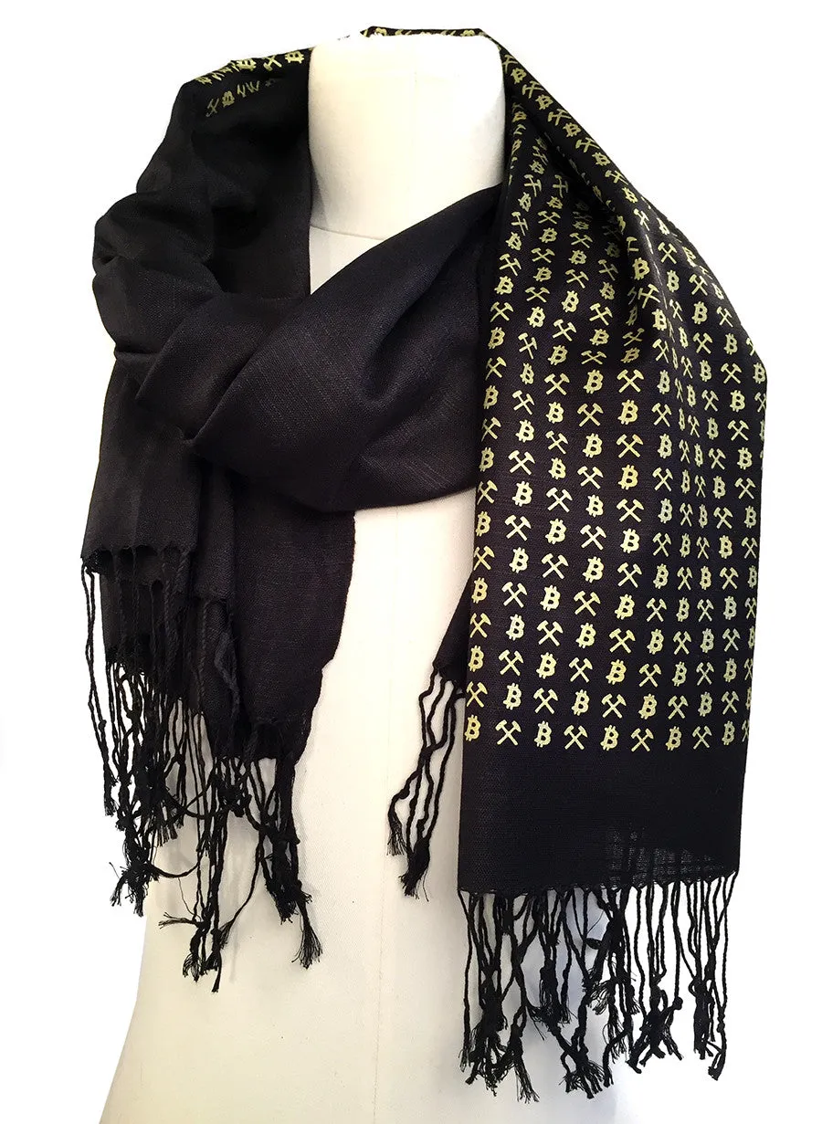 Bitcoin Scarf. Cryptocurrency linen weave pashmina