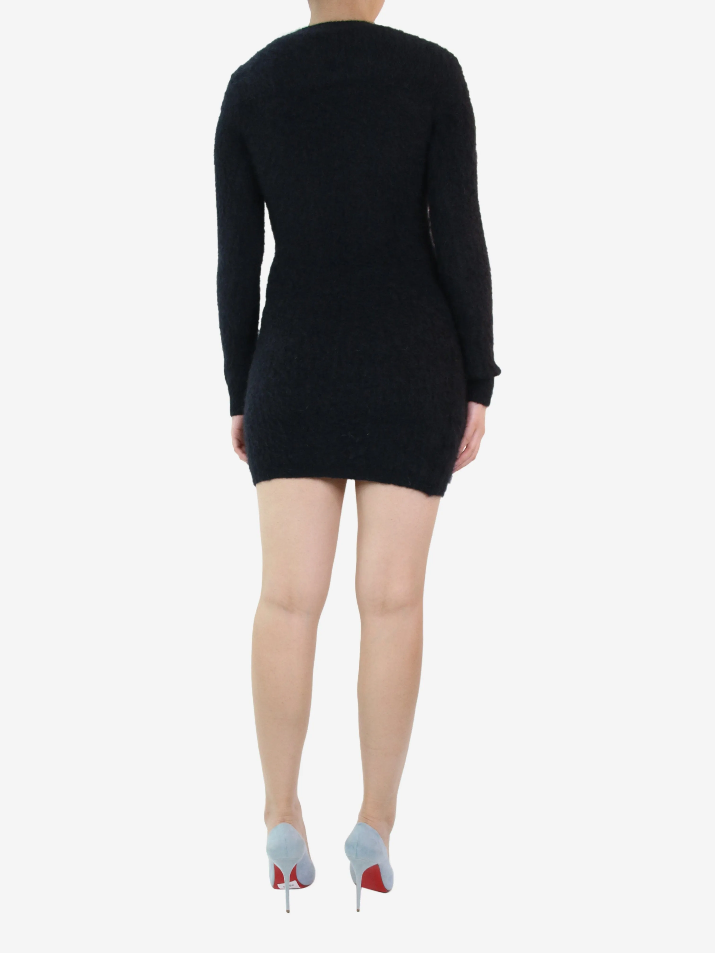 Black cut-out detail mohair dress - size FR 36