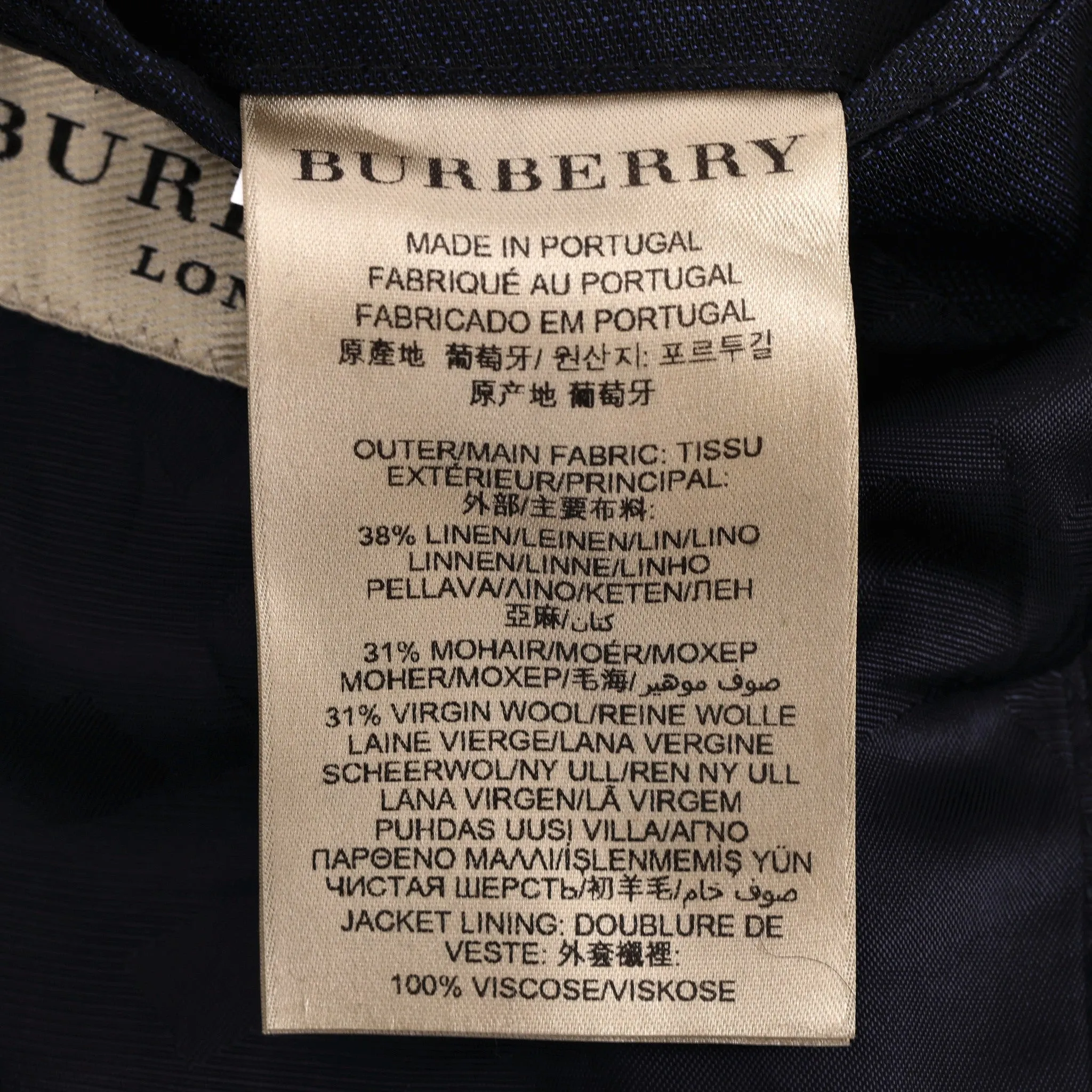 Burberry London Linen, Mohair & Wool Jacket. Size 52IT