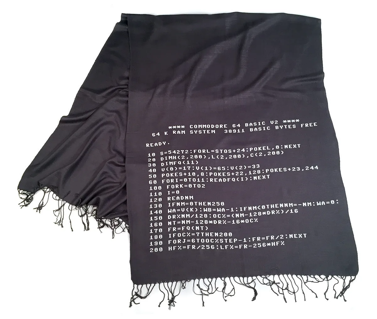 c64 Scarf. Commodore BASIC Code linen-weave pashmina