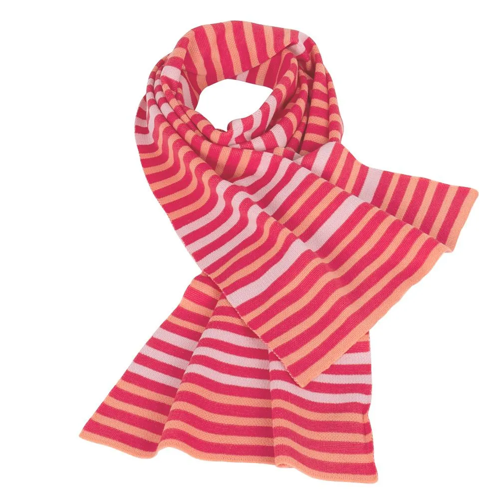 Cashmere & Wool Classic Striped Scarf - Raspberry