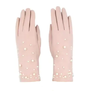 Cashmere Blend Pearl Gloves - Pink