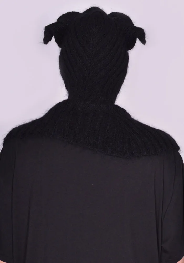 CHARLES JEFFREY LOVERBOY 31130501 UNISEX KNITTED EARS BALACLAVA BLACK