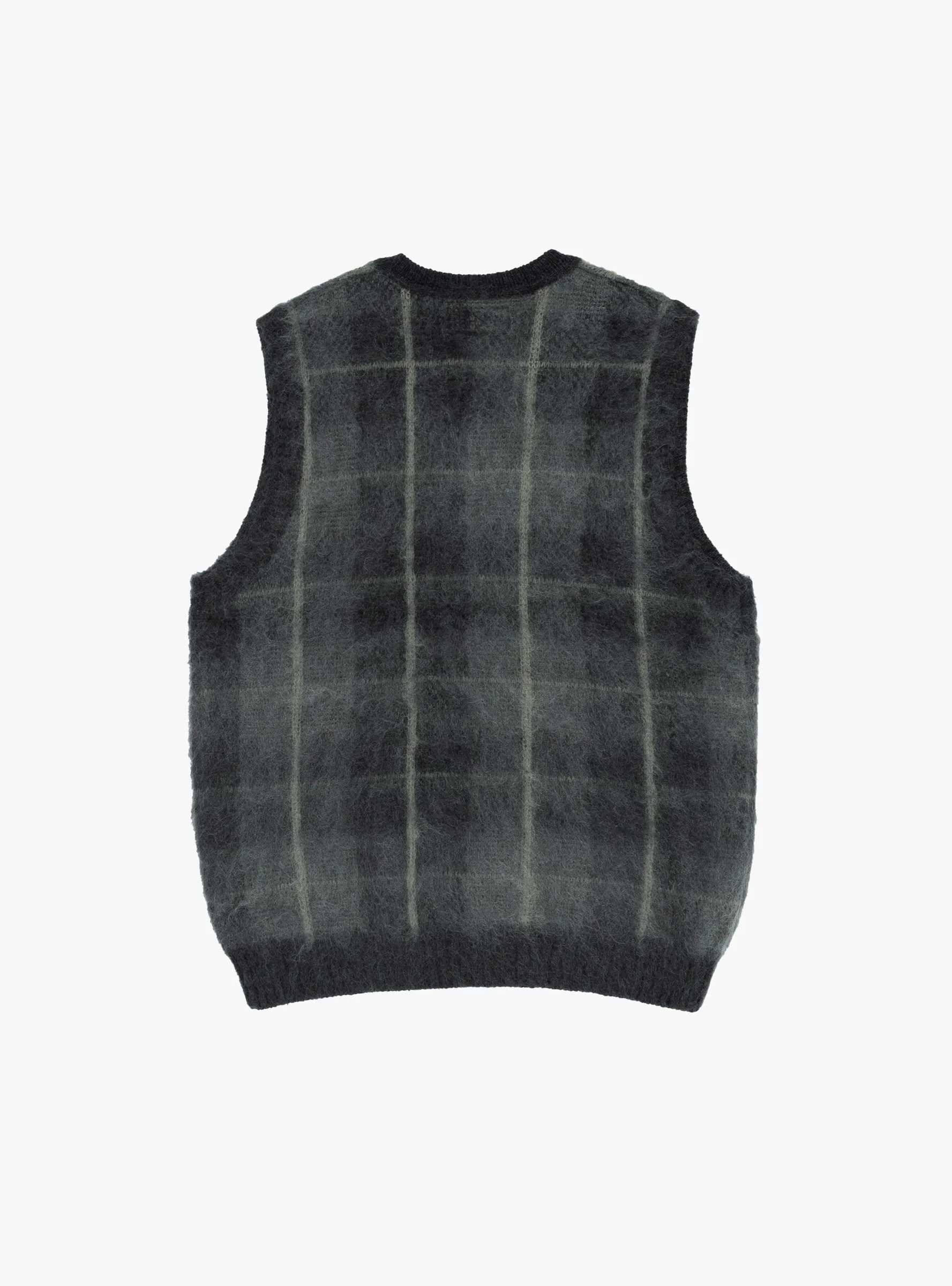 Check Mohair Vest Black