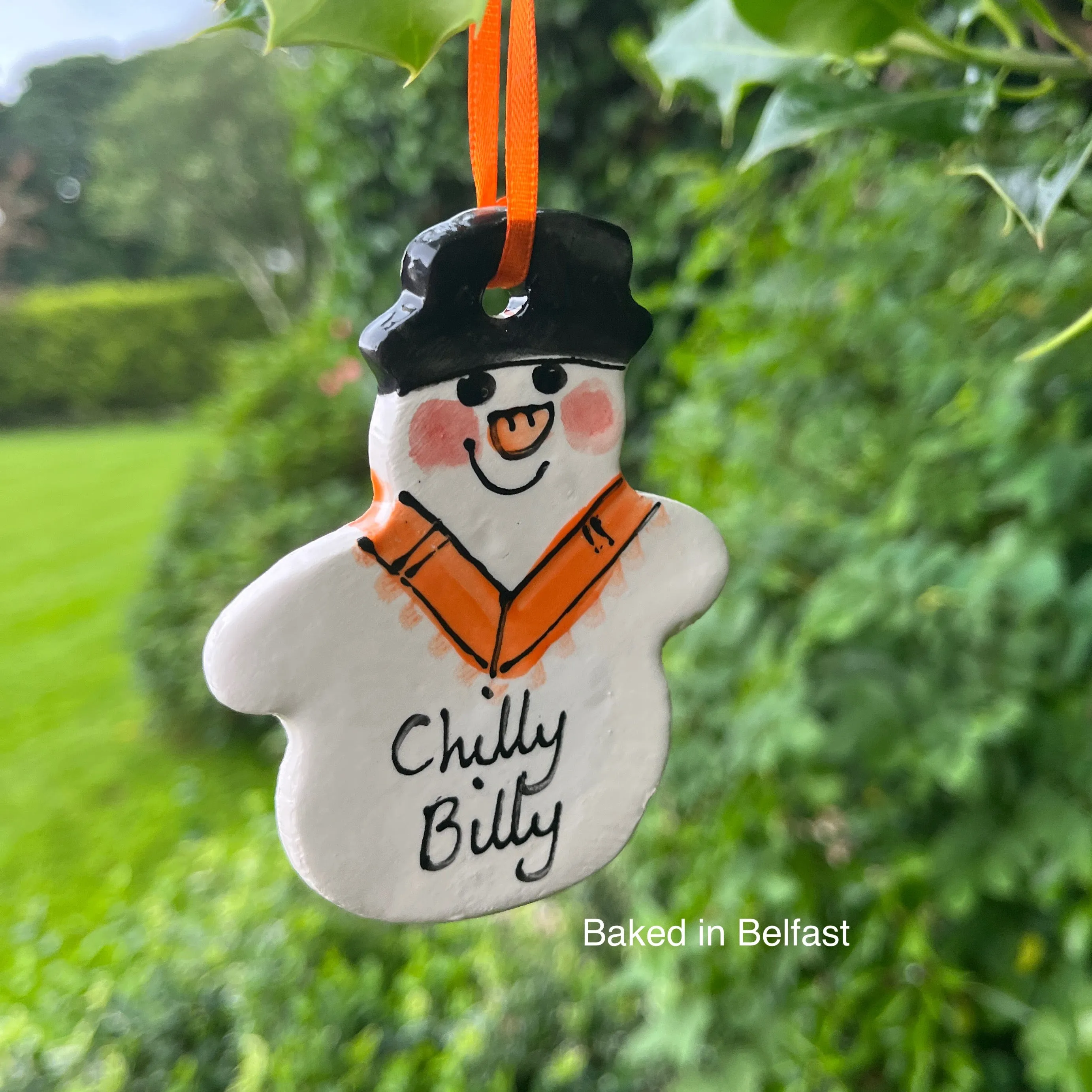 Chilly Billy Orange Snowman Decoration