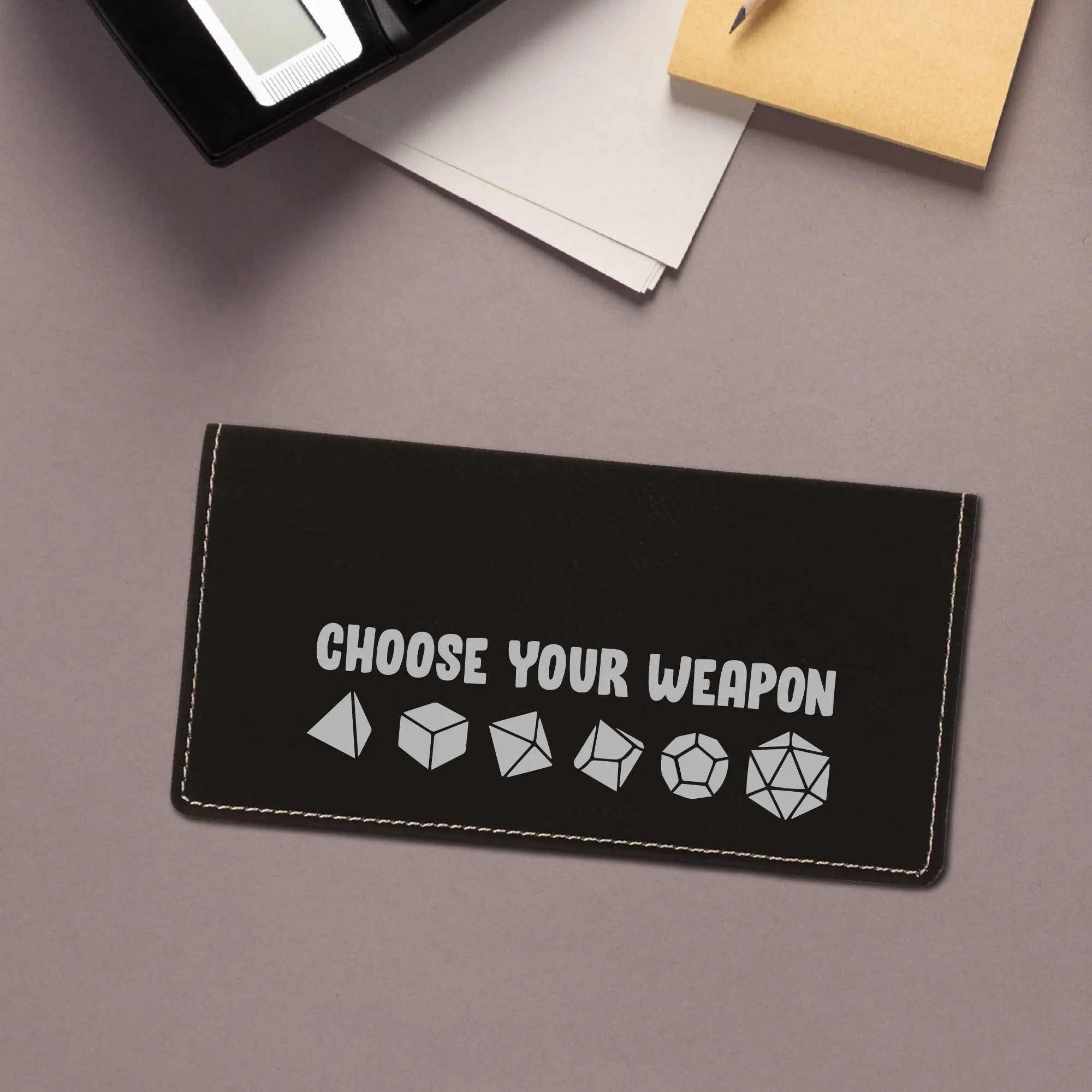 Choose Your Weapon Dice Checkbook Cover