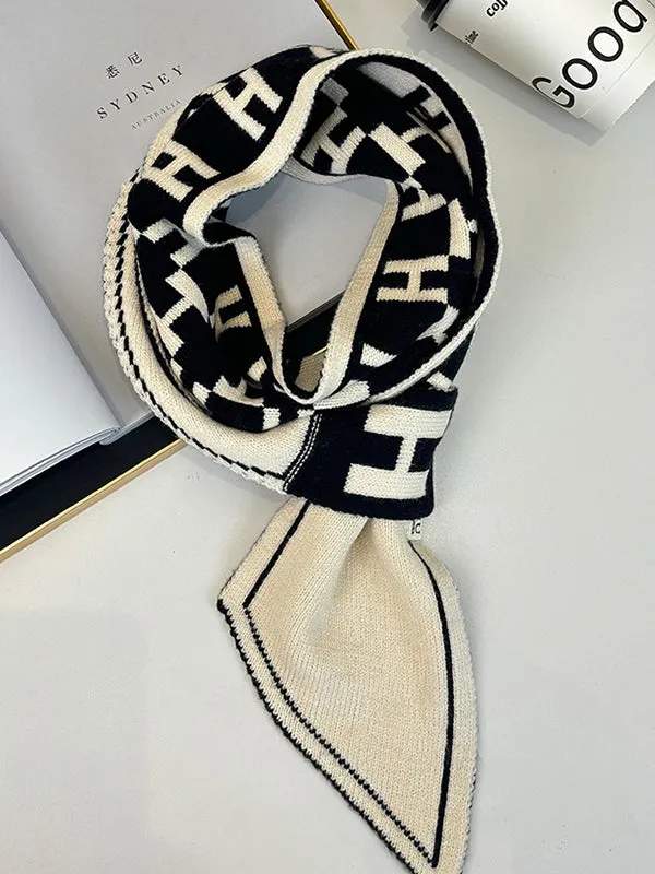 Contrast Color Keep Warm Velvet Scarf