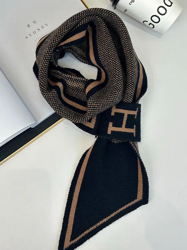 Contrast Color Keep Warm Velvet Scarf