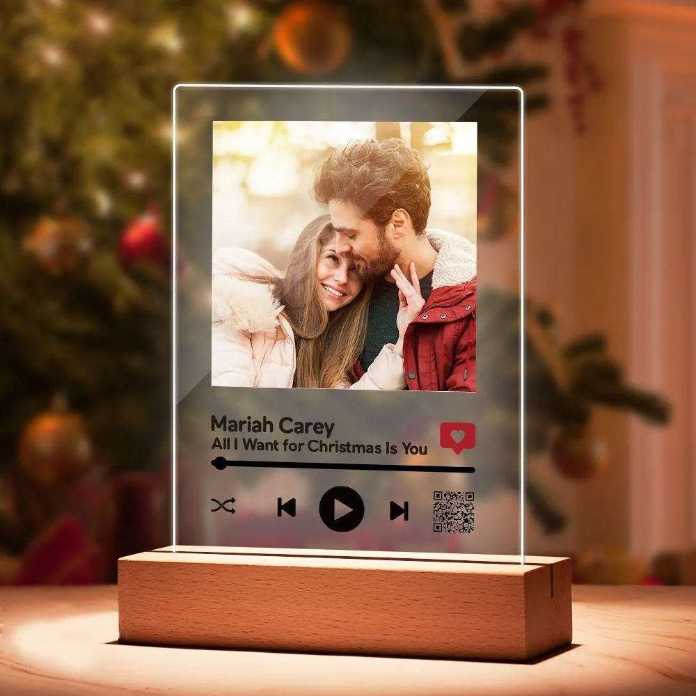 Custom QR Code Plaque with Scannable Personalized Video Plaque with Wooden Stand Gift