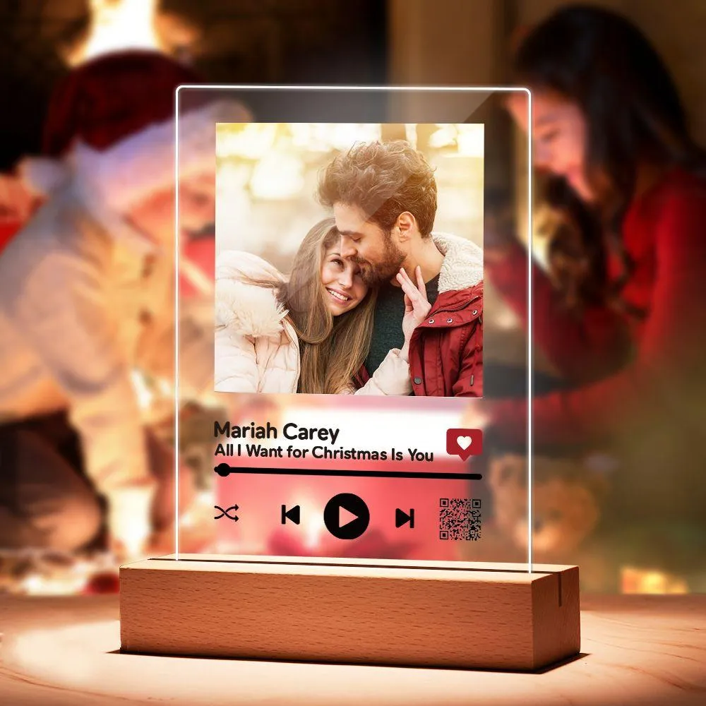 Custom QR Code Plaque with Scannable Personalized Video Plaque with Wooden Stand Gift