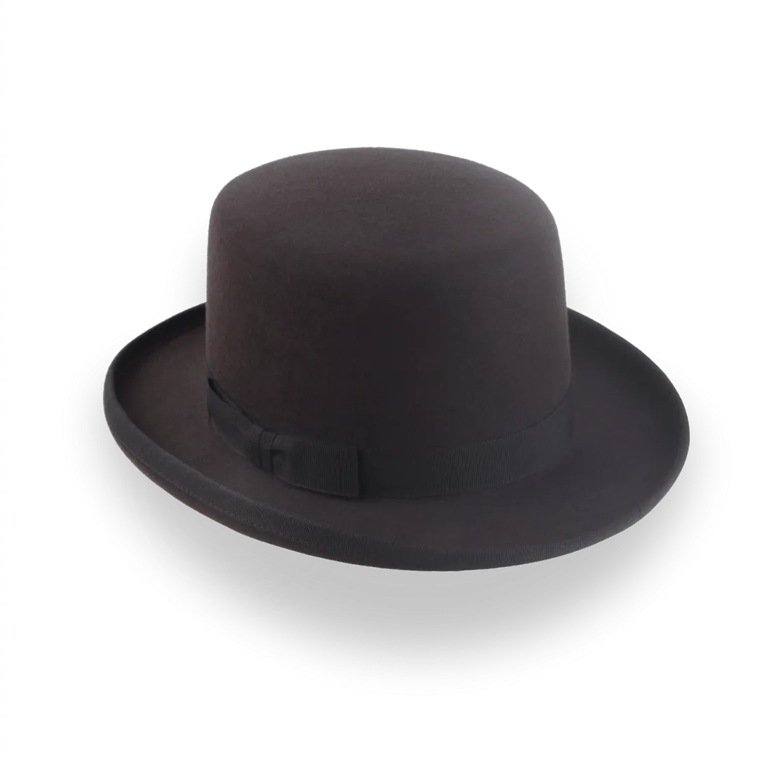 Dark Chocolate Brown Square Top Bowler Hat in Fur Felt | The Oddjob