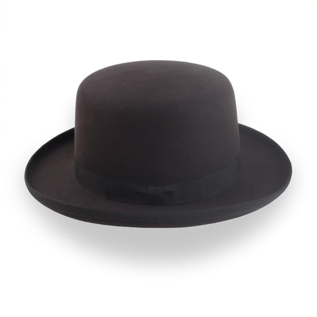 Dark Chocolate Brown Square Top Bowler Hat in Fur Felt | The Oddjob