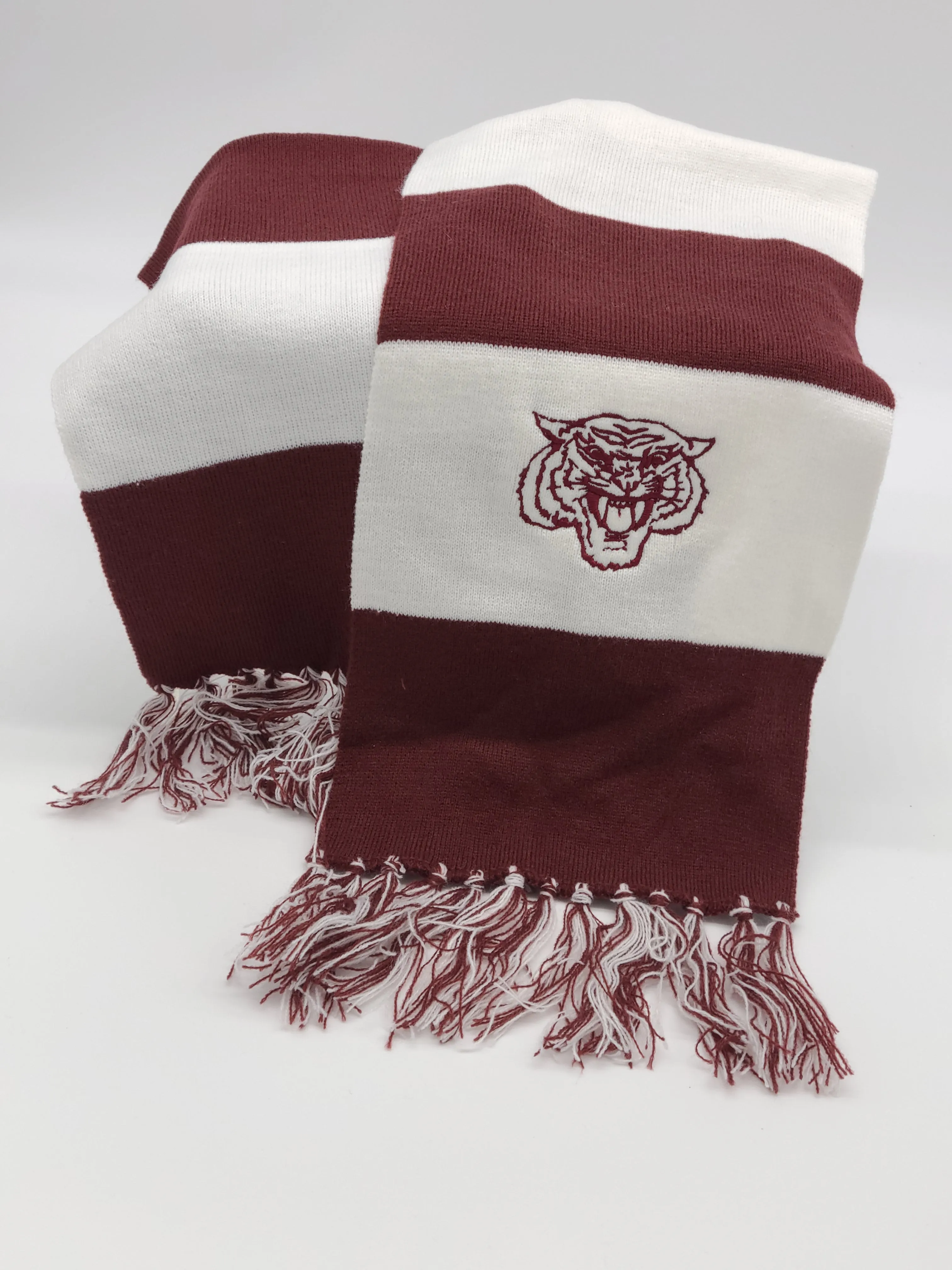 Embroidered Morehouse Maroon and White Scarf