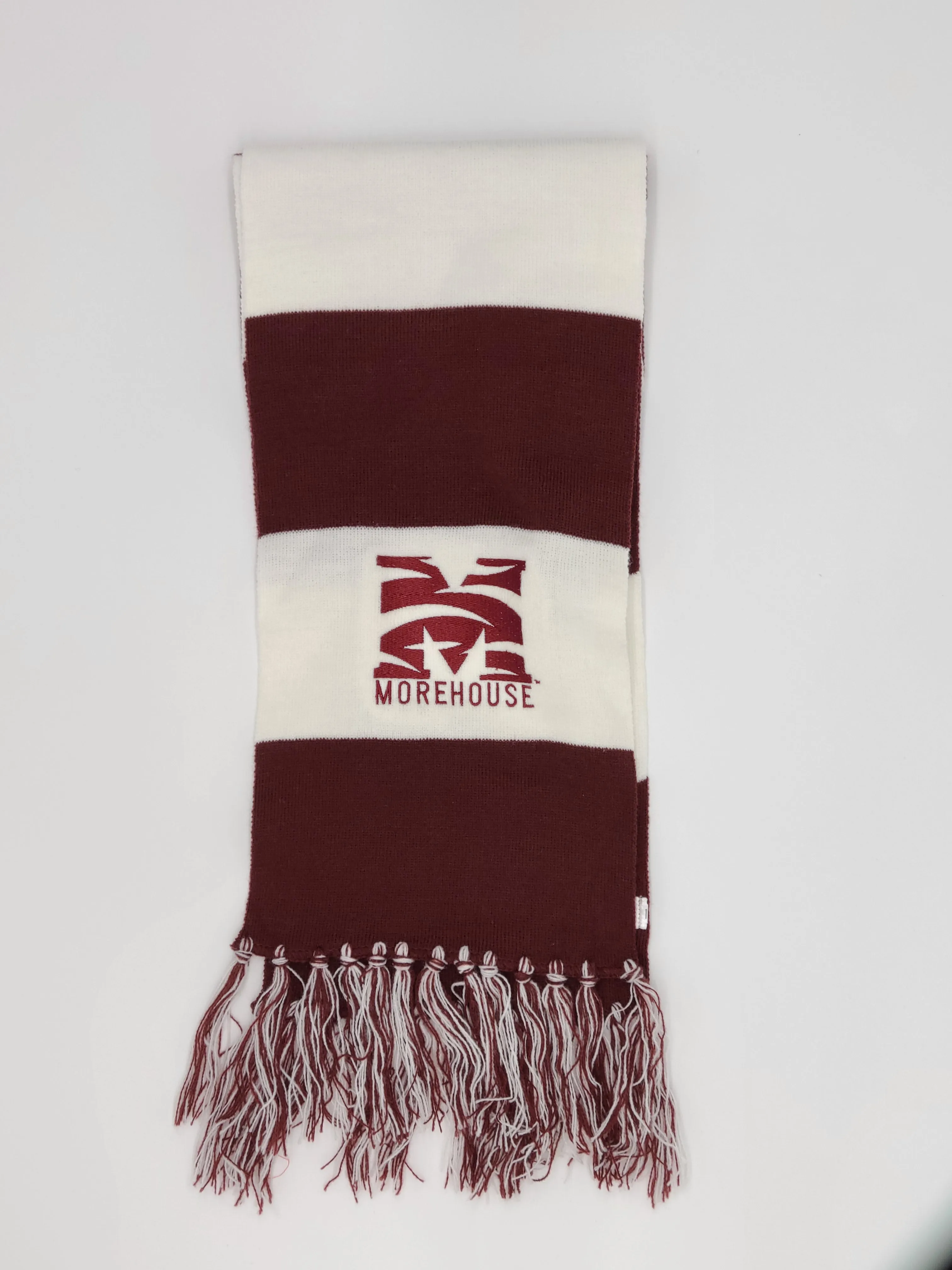 Embroidered Morehouse Maroon and White Scarf