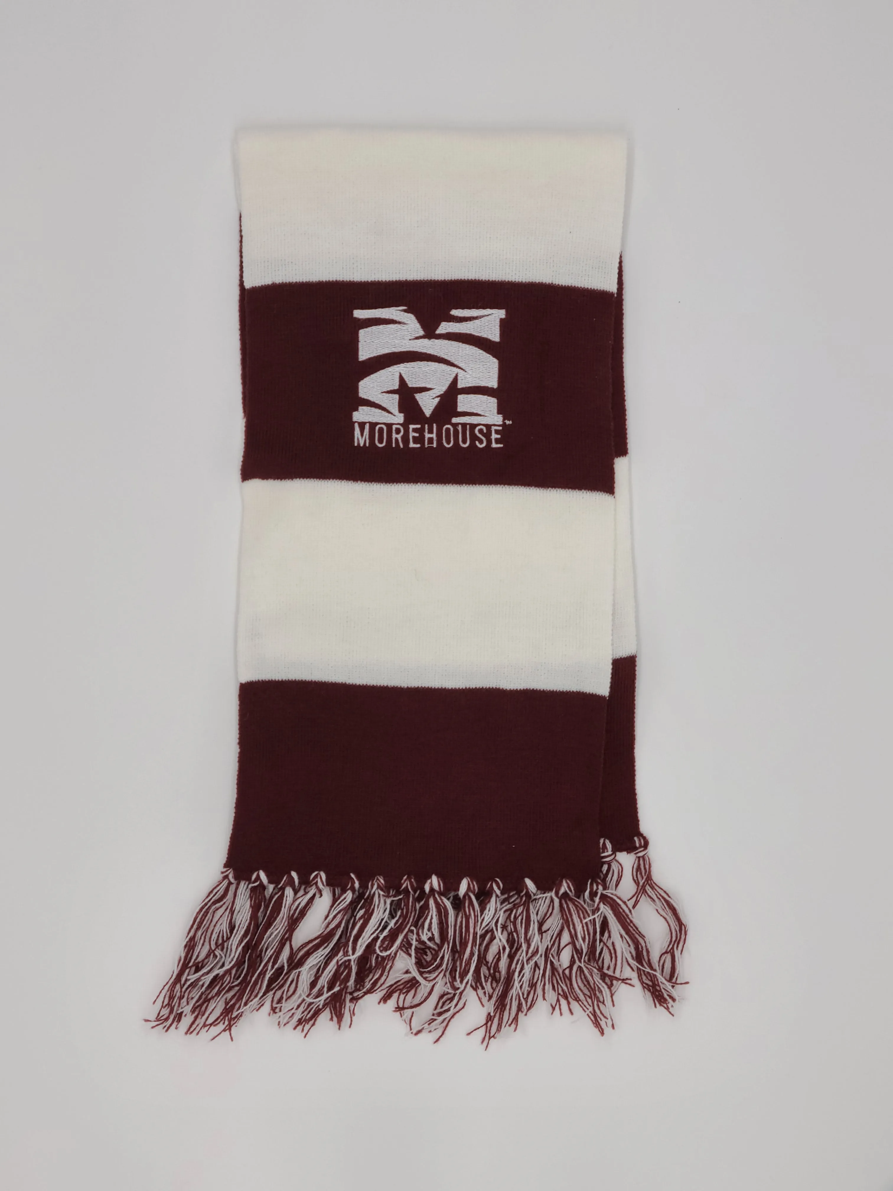 Embroidered Morehouse Maroon and White Scarf