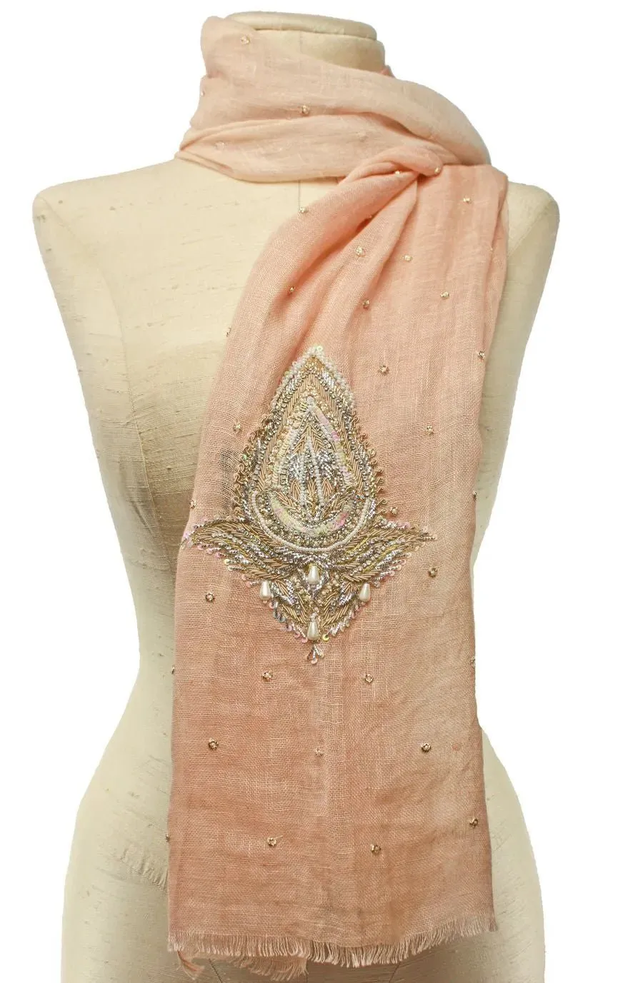 Ethnic Embroidered Leaf Scarf