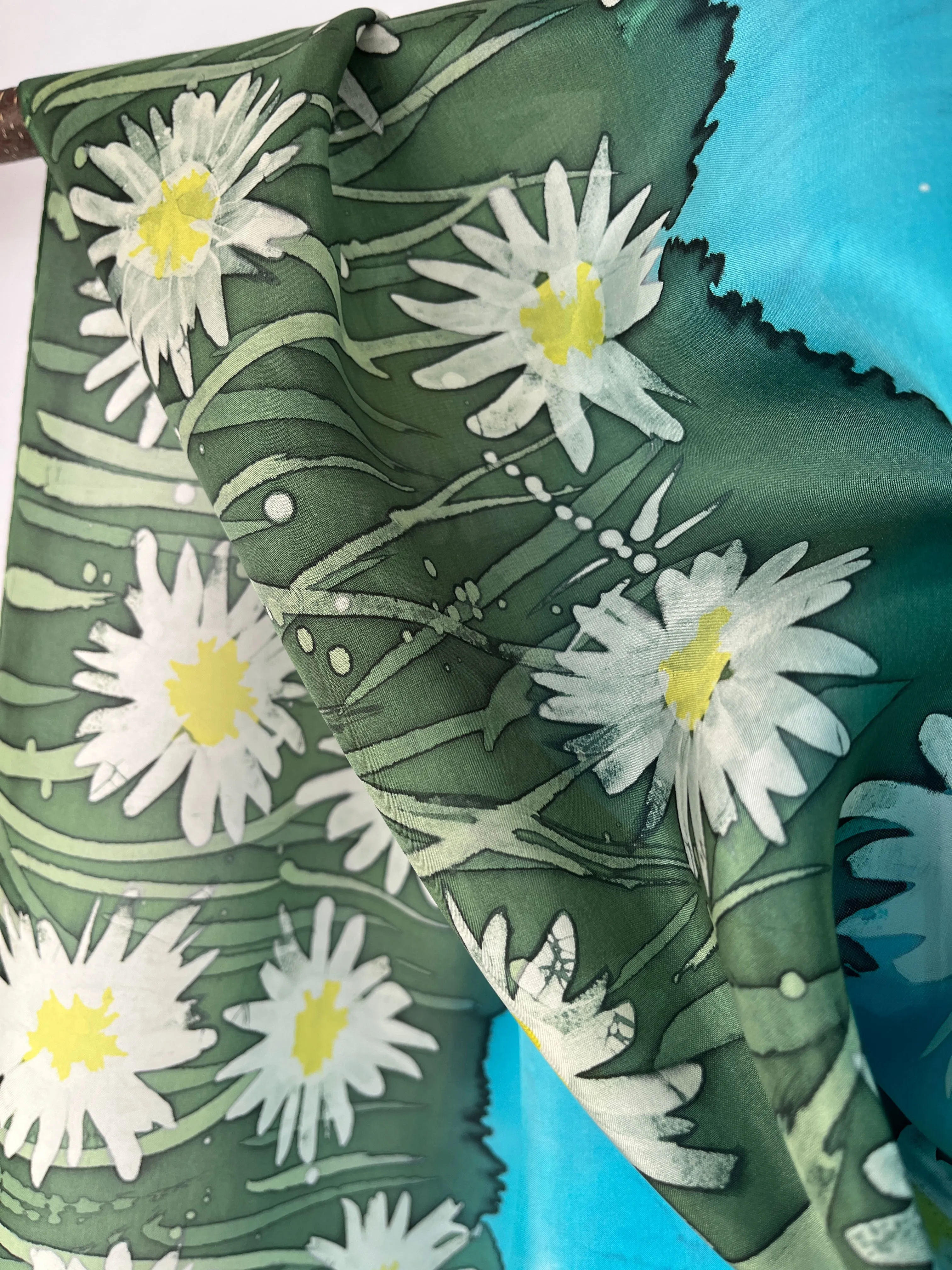 “Field of Daisies” - Hand-dyed Silk Scarf - $135