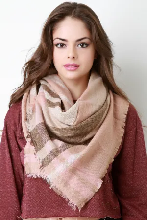 Girly Stripes Square Frayed Scarf