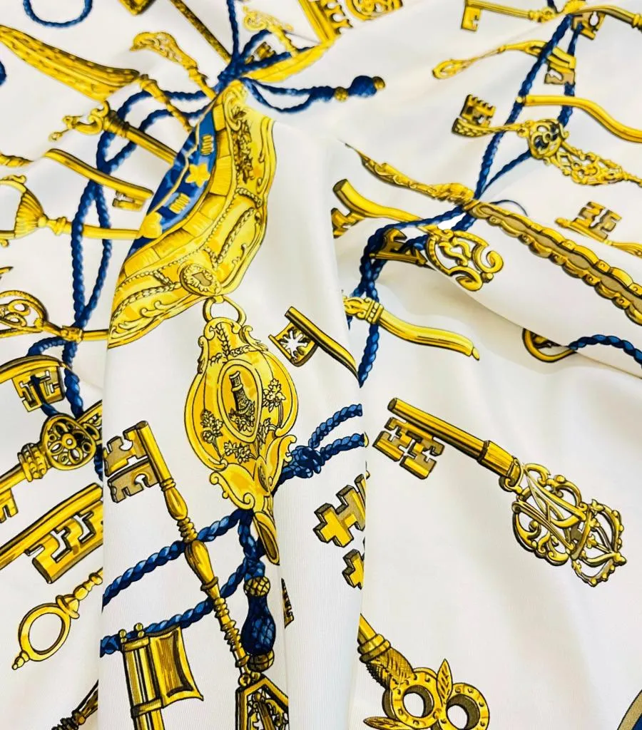 Hermes Les Cles The Keys Silk Scarf