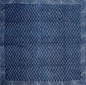 Indigo Blue Dabu Wax Batik Scarf Light Cotton 42 x 42