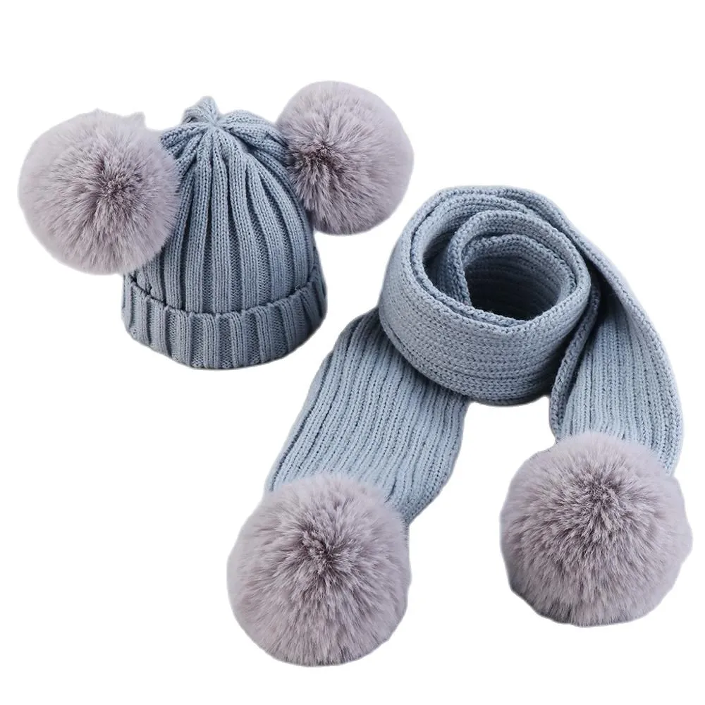 Infant Baby Scarf Autumn Winter Threaded Knitten Hat and Scarf Set Girls Boys Hat Children Scarf  Cap Newborn Clothes 0-3 Years