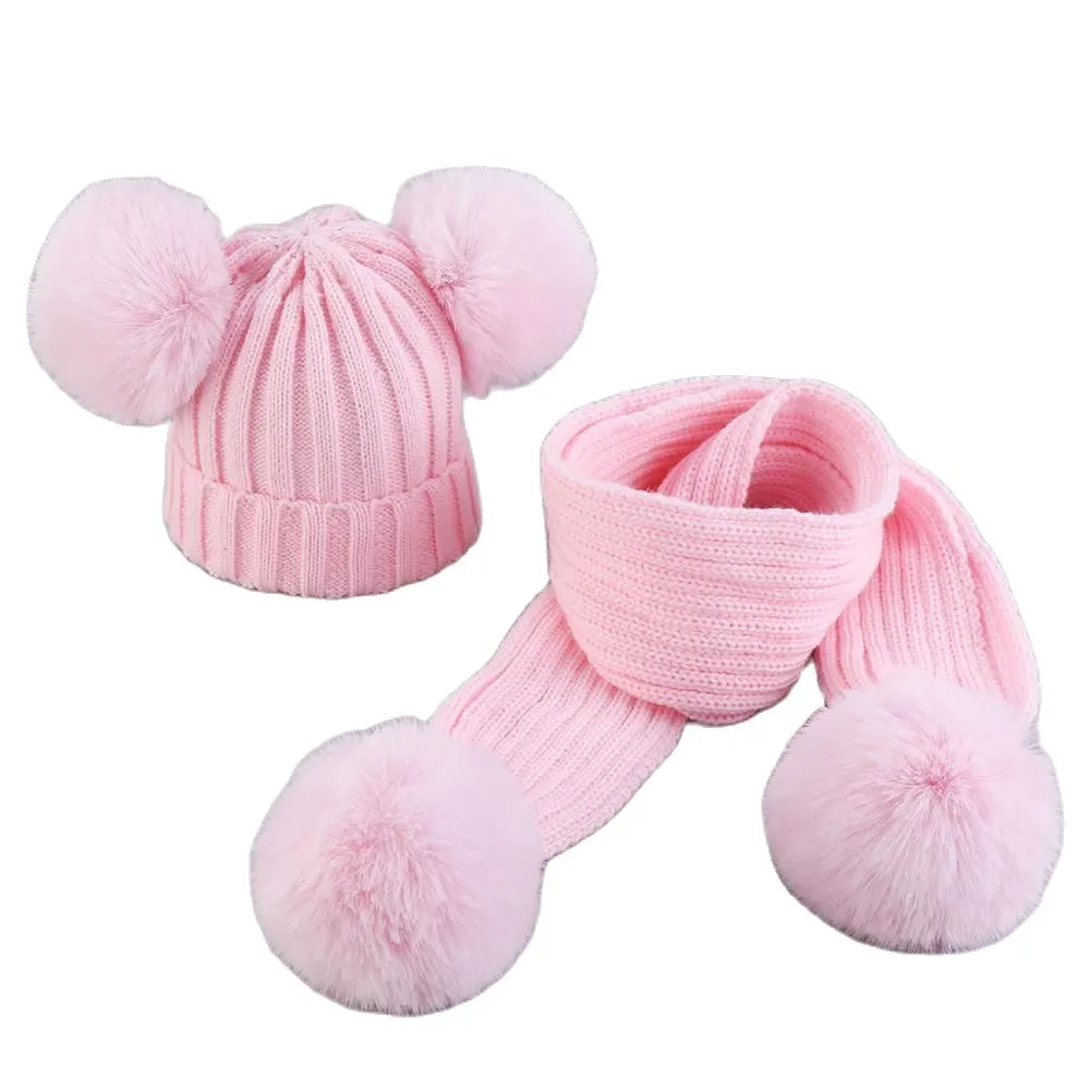 Infant Baby Scarf Autumn Winter Threaded Knitten Hat and Scarf Set Girls Boys Hat Children Scarf  Cap Newborn Clothes 0-3 Years