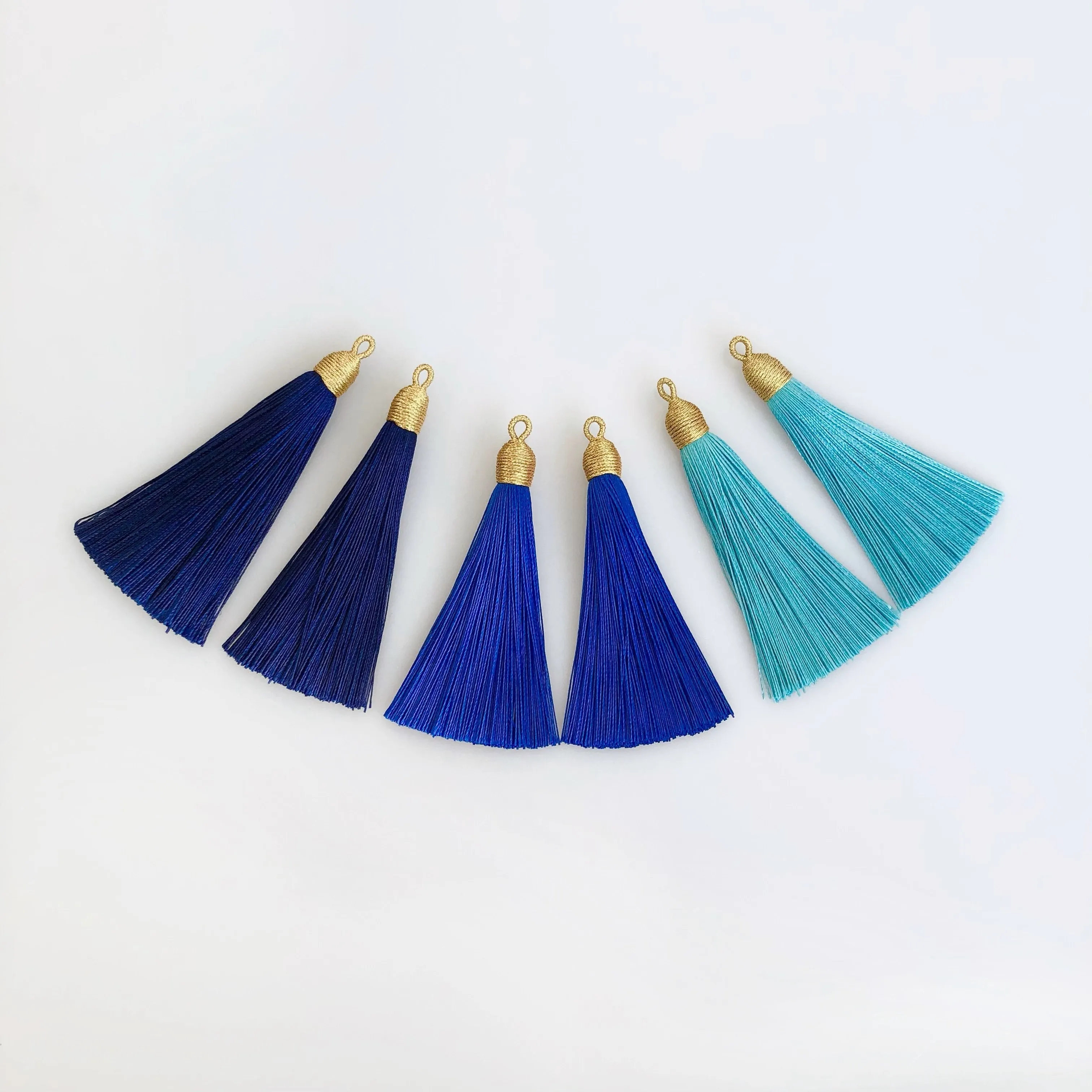 Large Baroque Pearl Navy Blue Silk Tassel Earrings