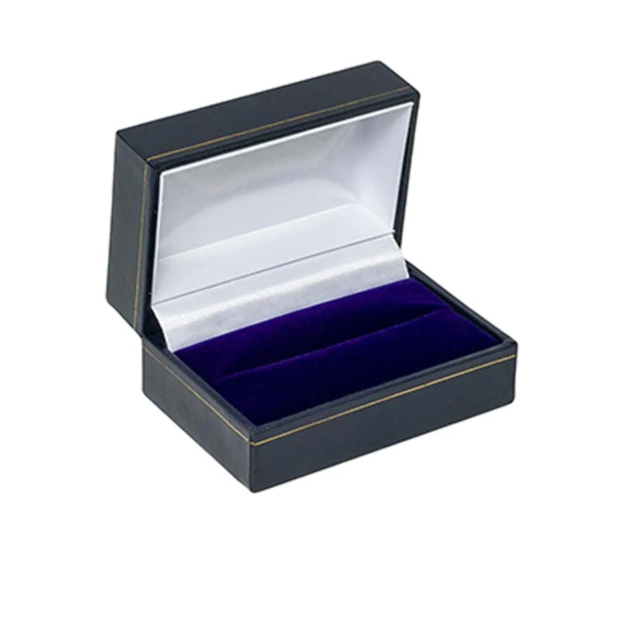 Leatherette Cufflink Double Ring Box Blue