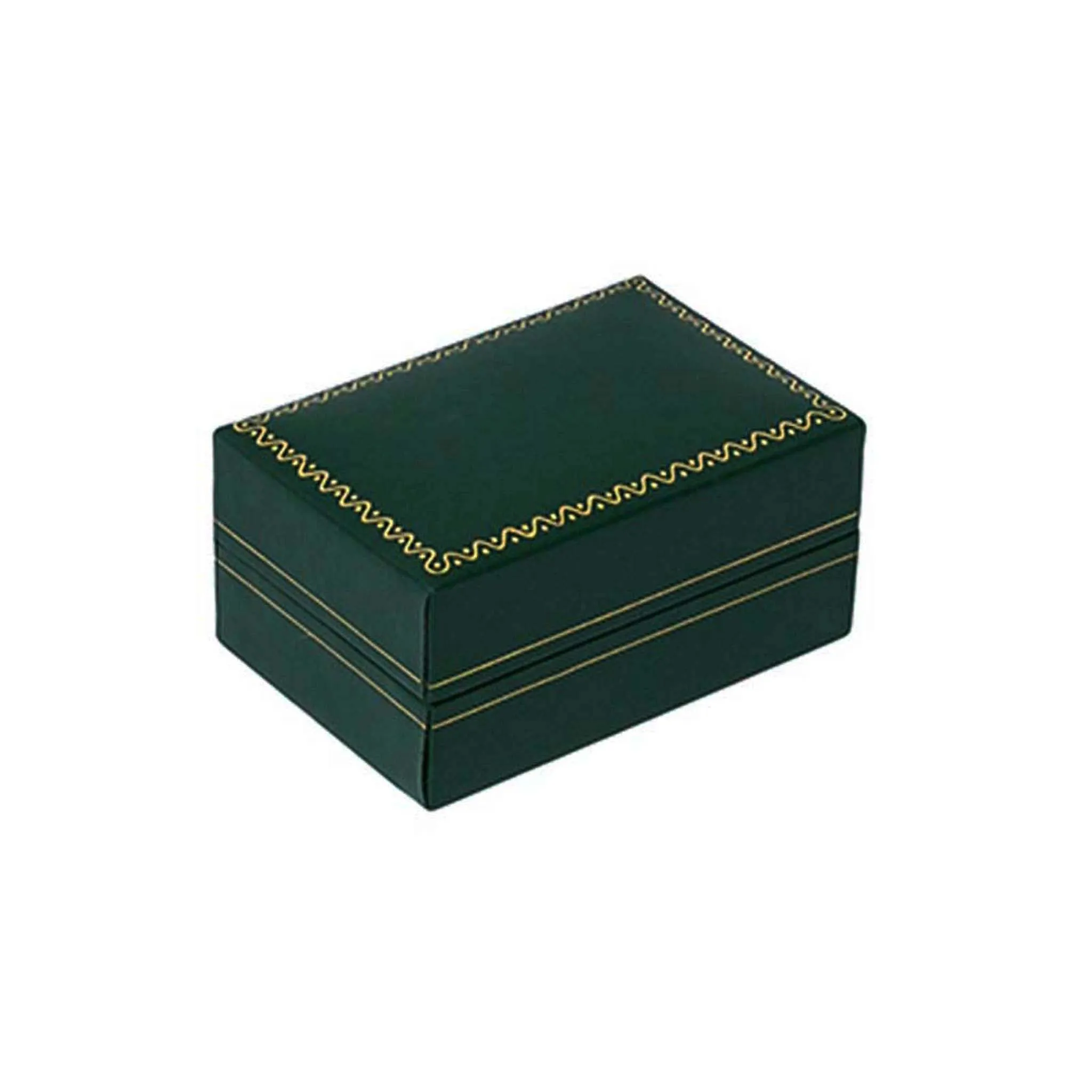 Leatherette Cufflink Double Ring Box Green