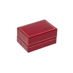 Leatherette Cufflink Double Ring Box Red