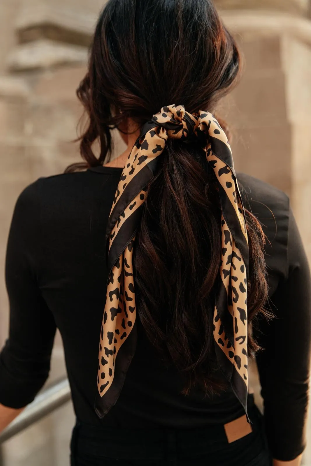 Leopard Print Square Bandana Scarf