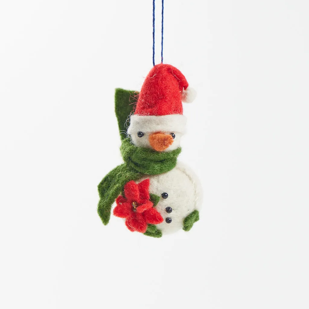 Little Poinsettia Snowman Ornament