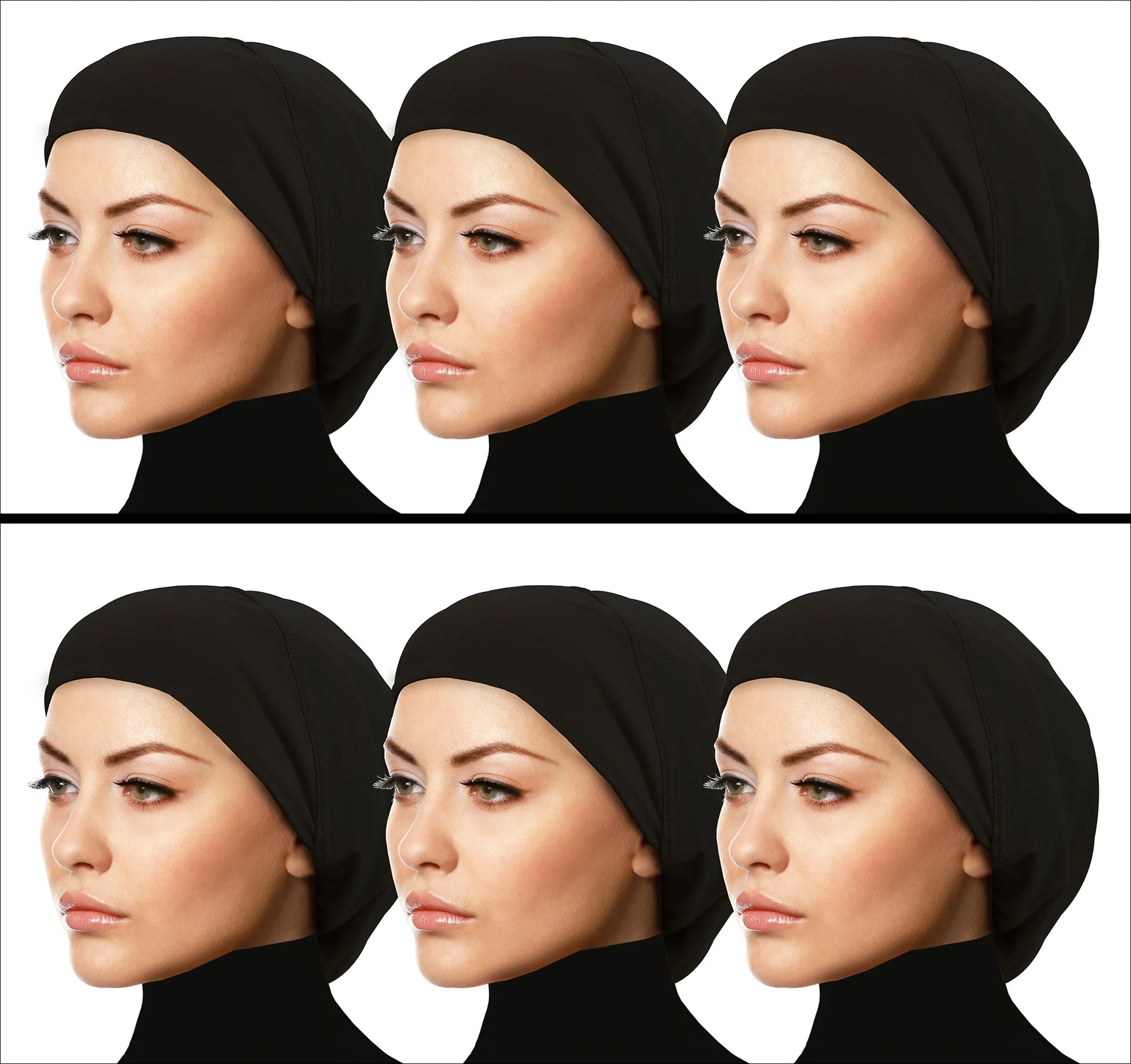 MEDIUM SIZE : ALL BLACK Cotton Snood Khatib Under-scarf Hijab Caps CLEARANCE