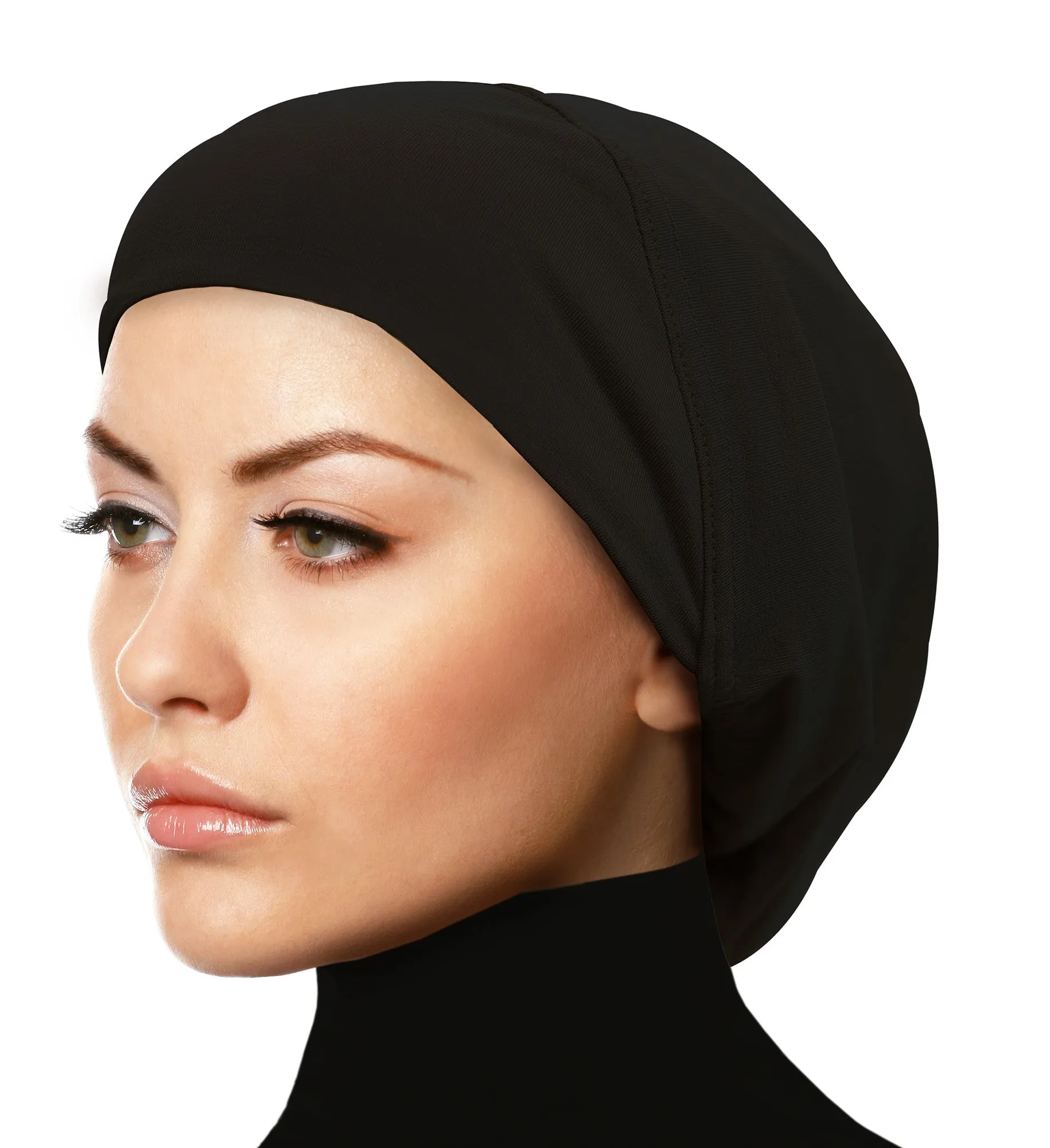 MEDIUM SIZE : ALL BLACK Cotton Snood Khatib Under-scarf Hijab Caps CLEARANCE