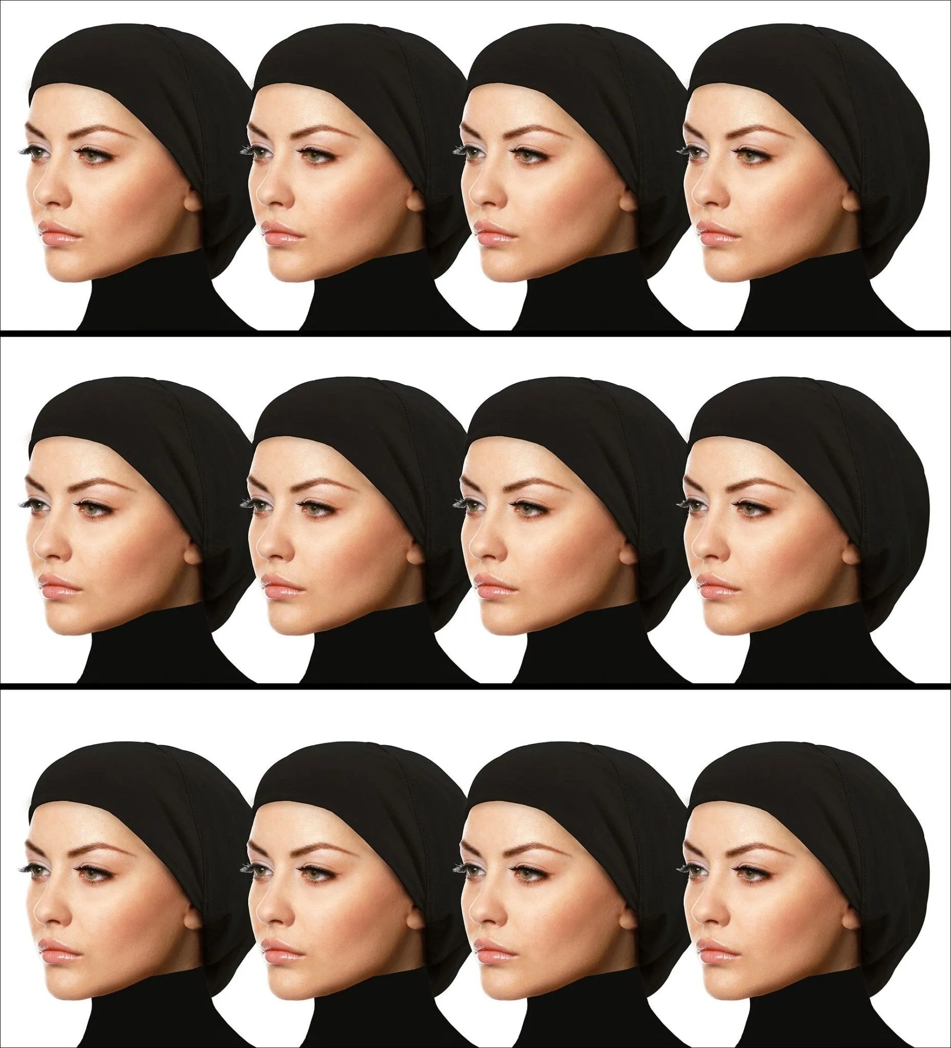 MEDIUM SIZE : ALL BLACK Cotton Snood Khatib Under-scarf Hijab Caps CLEARANCE