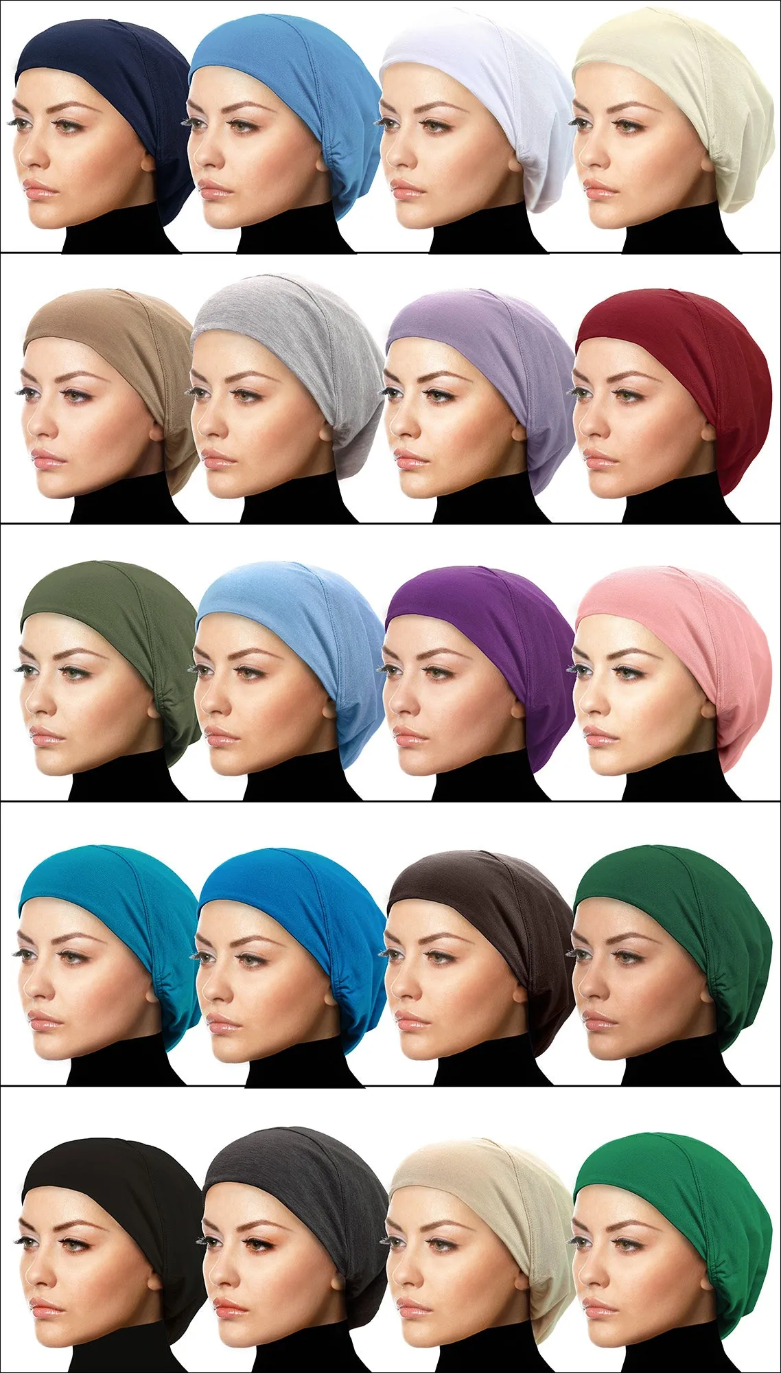 MEDIUM SIZE : Wholesale 1 Dozen Cotton Snood Hijab Caps In 10 colors CLEARANCE