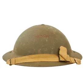 Original Australian WWII Rimless Brodie MkII Steel Helmet with Liner by Commonwealth Steel dated 1942