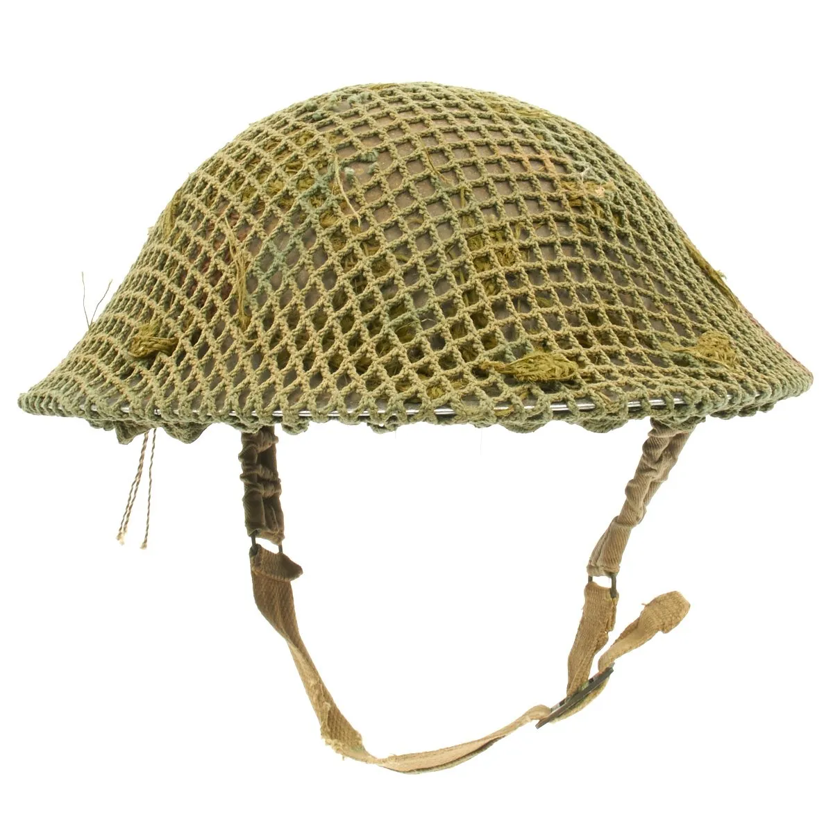 Original British WWII MkII Brodie Steel Helmet with Dual Color Helmet Net - Dated 1939