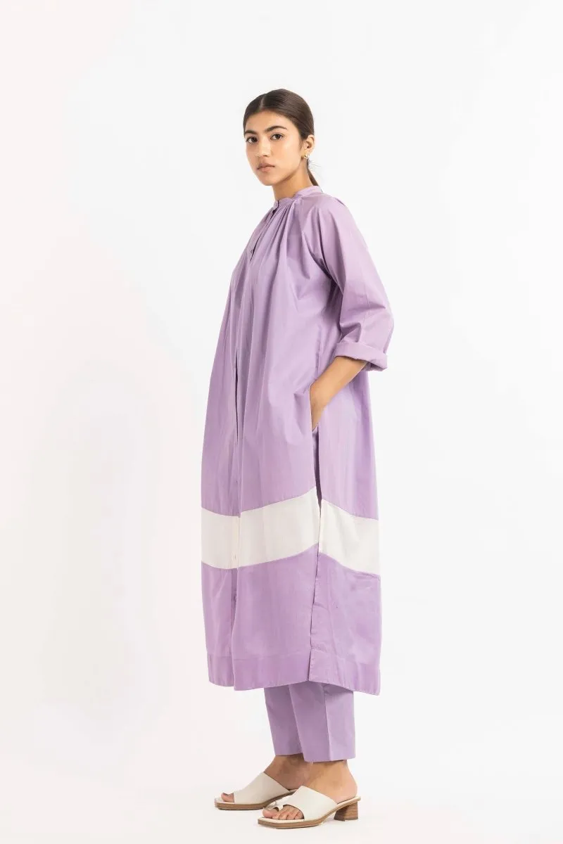 Panel Gather Neck Shirt Co-ord Lavender (Set of 3)