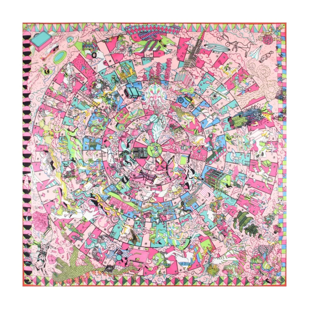 Pre Order:  Twill Silk Playground Printed Square Scarf