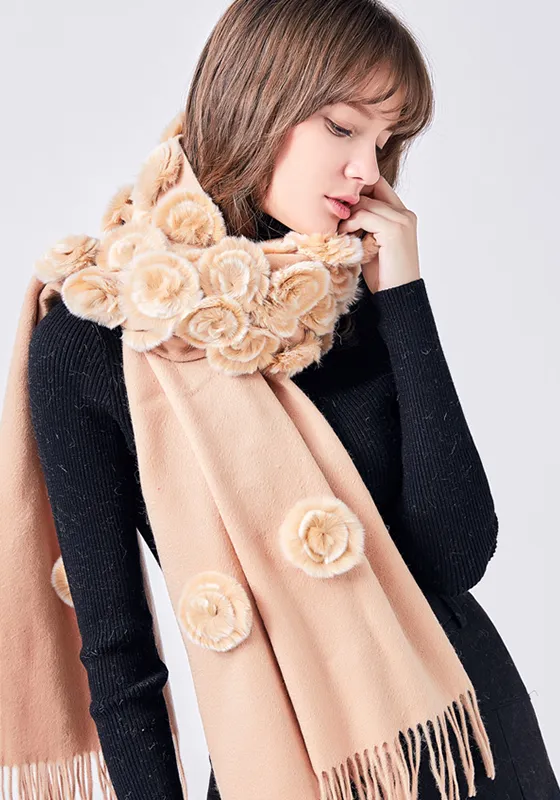 Real Fur Flower Scarf