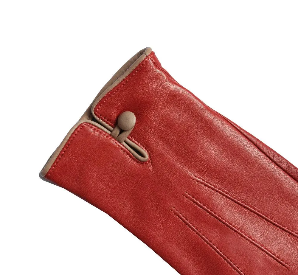 Rosario - Women's Cashmere Lined Contrast Leather Gloves