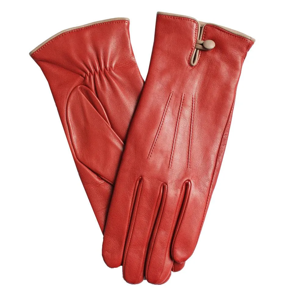 Rosario - Women's Cashmere Lined Contrast Leather Gloves