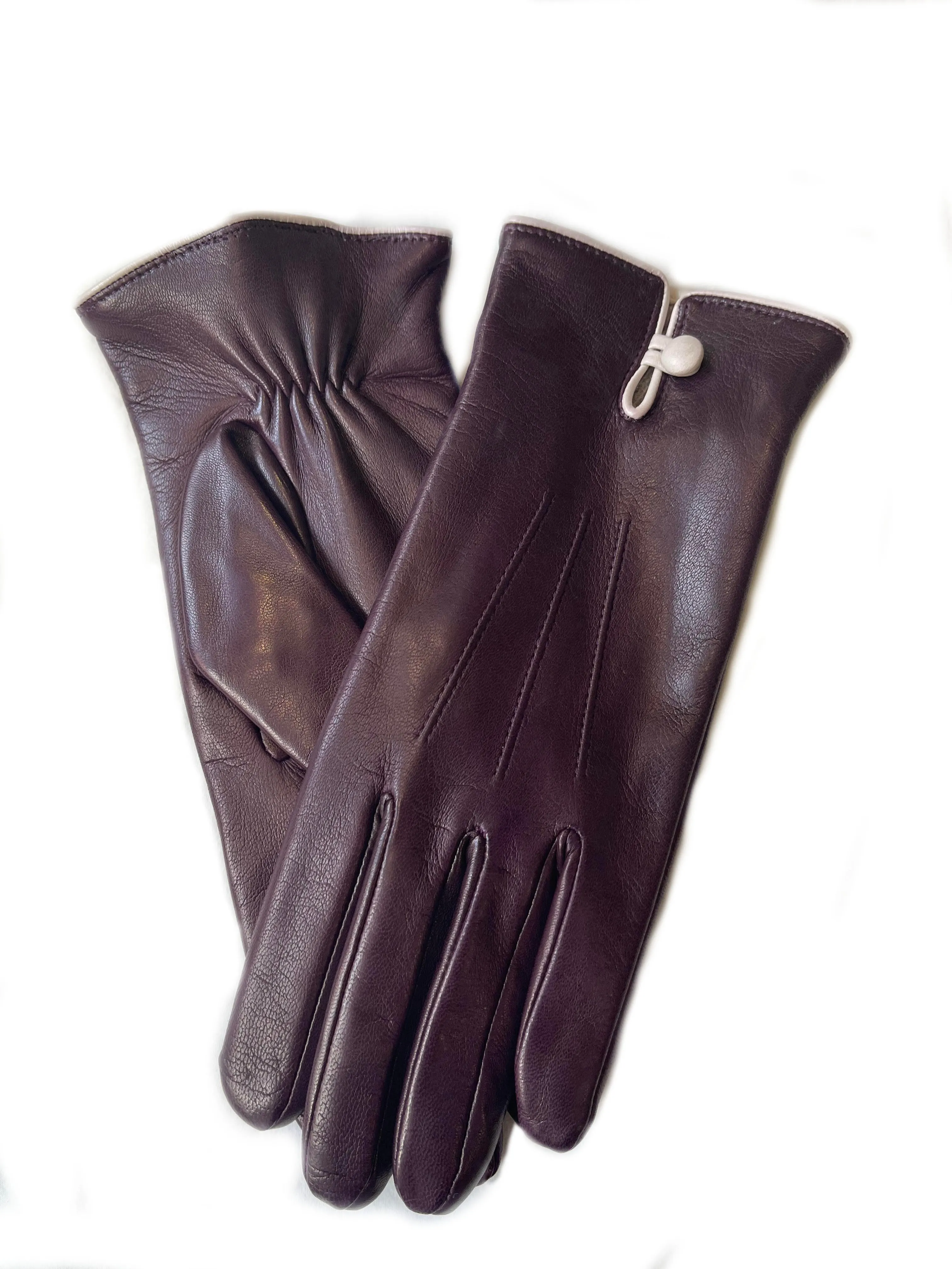 Rosario - Women's Cashmere Lined Contrast Leather Gloves