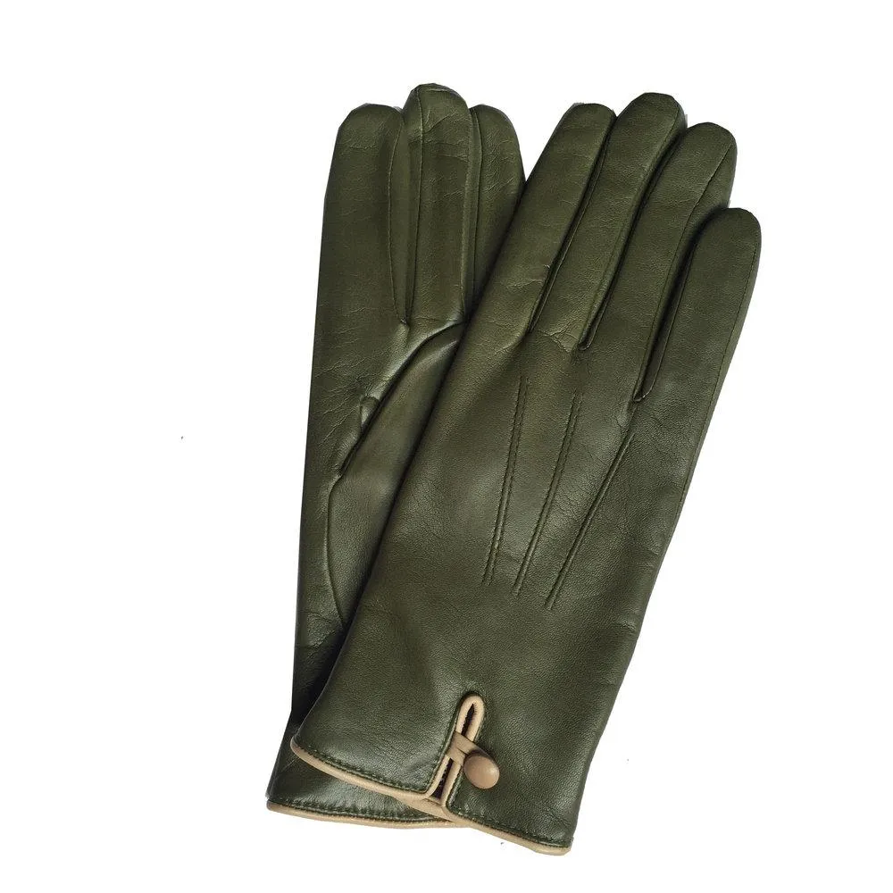 Rosario - Women's Cashmere Lined Contrast Leather Gloves